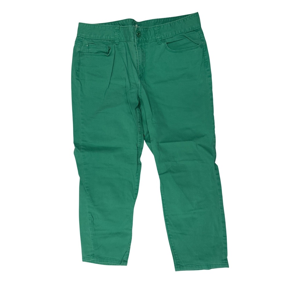 Ann Taylor Loft Curvy Crop Pants Womens 8 29 Green Chino Trousers Mid Rise